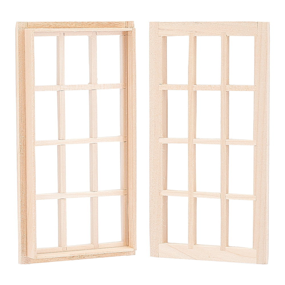 2 Sets Mini Windows for Crafts 5.2×2.8×0.5" Miniature Furniture Window ...