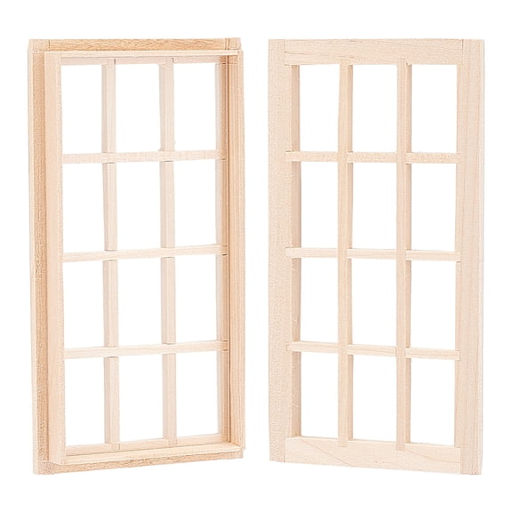 2 Sets Mini Windows for Crafts 5.22.80.5" Miniature Furniture Window 12-Pane Window Frame White