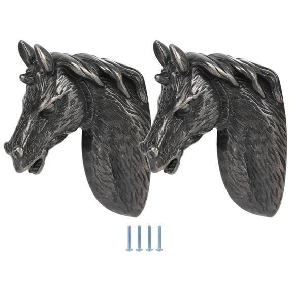 2 Sets Modern Stylish Cabinet Handles Horse Head Pull Kitchen Wardrobe Drawer Door Knob - 3999 Black Brown Horse, Zinc Alloy, Corrosion-Resistant, 4x5x1.4cm, Suitable for TV Cabinets, Wardrobes