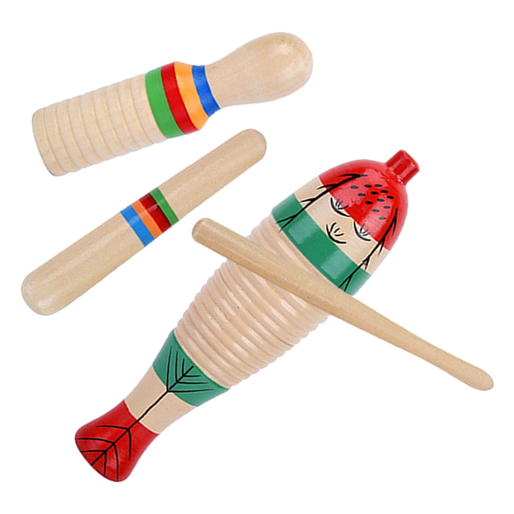 2 Sets Musical Instrument Set Whistles Beginner Guiro Instrument Sticks