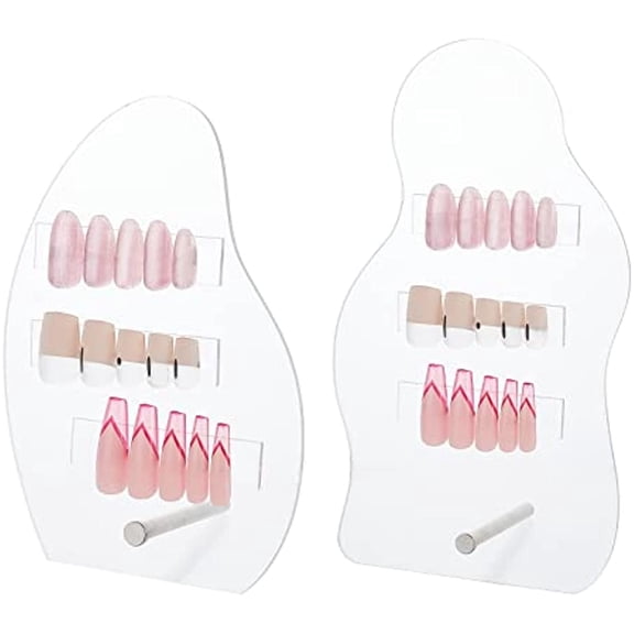 2 Sets Nail Art Display Board 40pcs False Nail Tips Sample Display Acrylic Nail Practice Board Fingernail Display Polish Stands Showing Holde