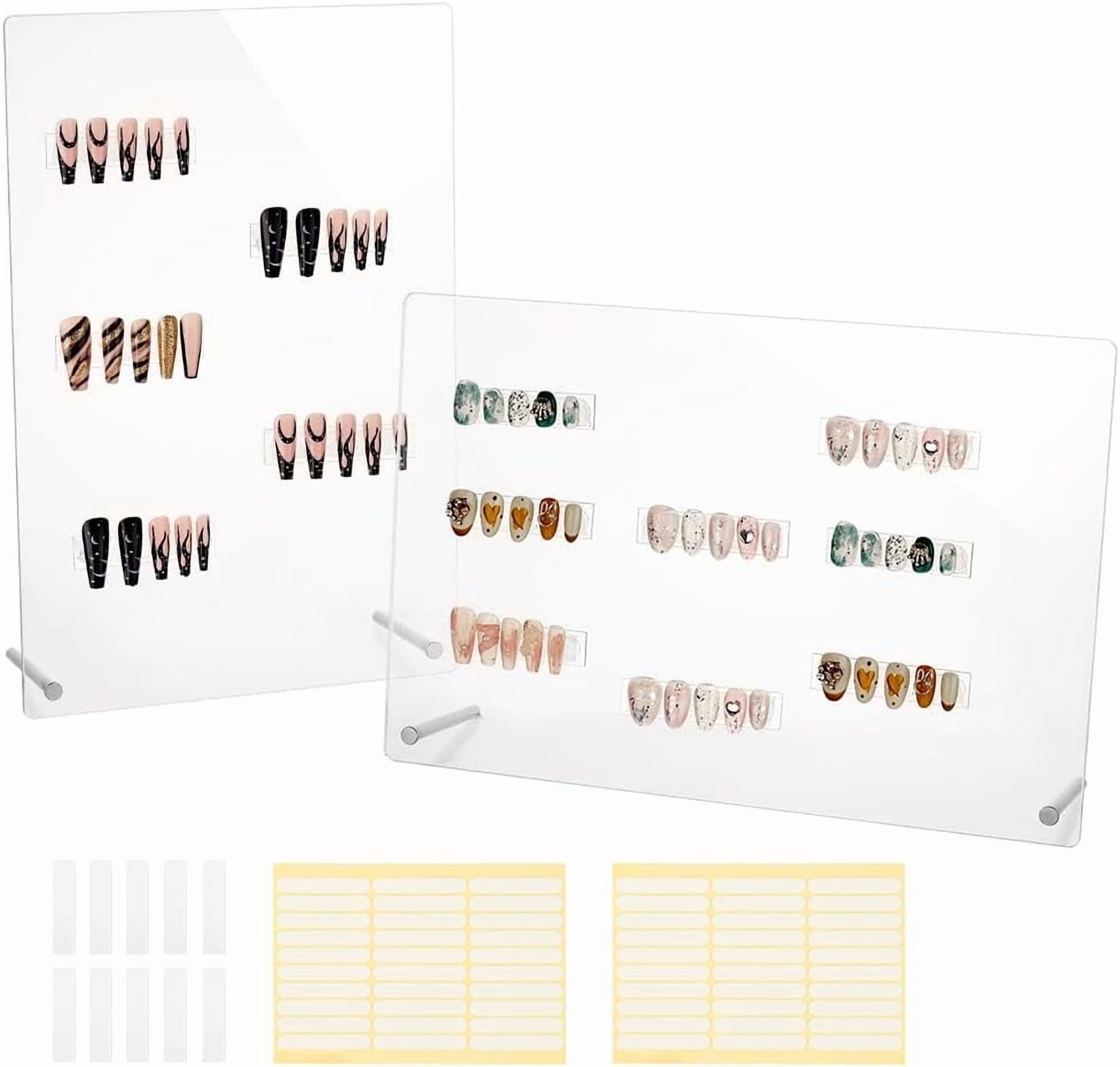 2 Sets Nail Art Display Board Nail Display Stand 60pcs False Nail Tips Stand Sample Display Nail Practice Board Polish Stands Showing Holder for Nail Art Design Display Manicure Tool DIYDIY