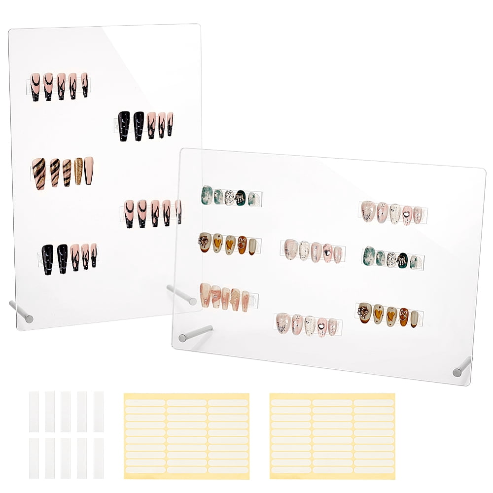 2 Sets Nail Art Display Board Nail Display Stand 60pcs False Nail Tips Stand Sample Display Nail Practice Board Polish Stands Showing HolderDIY