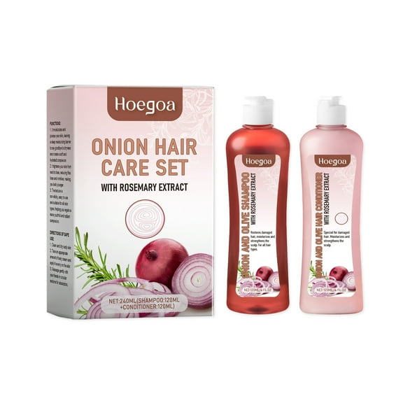 2 Sets Onion Rosemary Shampoo Set Nourishing Repair Dry Frizz Smooth Shine Conditioning Set (Travel Pack/240 ml)