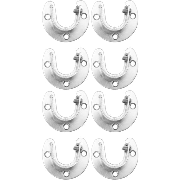 2 Sets Open Flange Seat Closet Pole Bracket Wardrobe Base Rail Curtain Rod Guide