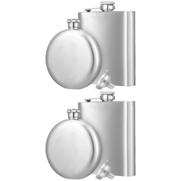 2 Sets Outdoor Wine Bottle Stainless Steel Liquor Flask Hip Flask with Funnel Set