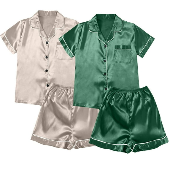 2 Sets/Pack Pajamas For Women Lace Lace Trim Satin Cami Top Pajama Sets Home Wear Soft Sleepwear Pj Lounge Set