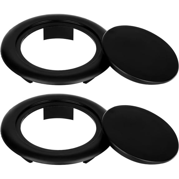 2 Sets Patio Table Umbrella Hole Rings and Caps, Scheam Plastic 2 Inch Patio Umbrella Hole Plug Insert Ring and Cap Set for Outdoor Activities Summer Garden Parties (Black)