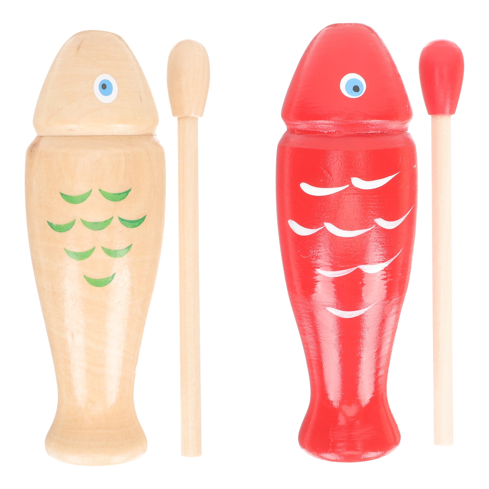 2 Sets Percussion Instrument Plaything Wood Toys Guiro Latin Block Rasp