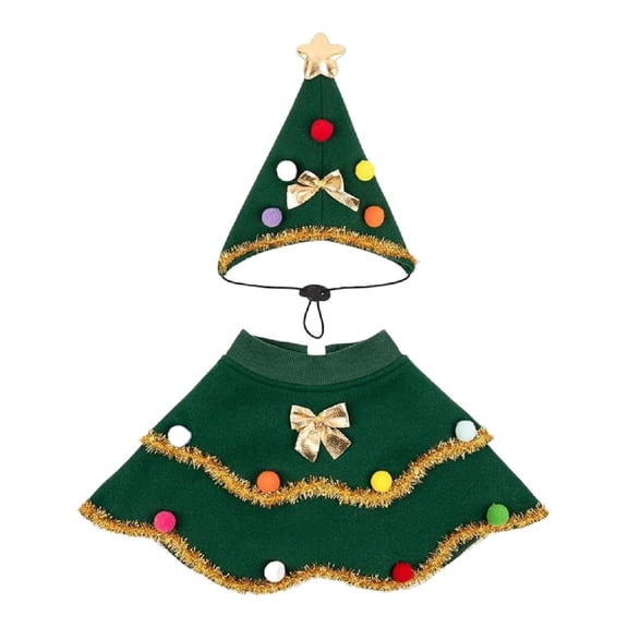 2 Sets Pet Cloak Hat Outfit Lightweight Polyester for Small Dogs Cats Holiday Events Dress Up