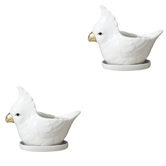 2 Sets Plant Pots Parrot Succulent Planter Ceramic Flowerpot Miniature