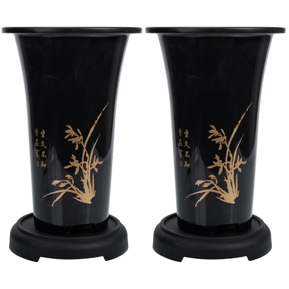 2 Sets Plants Imitation Purple Sand Orchid Flower Pot Growing