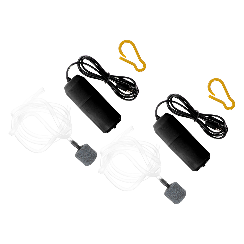 2 Sets Plastic Fish Bowl Oxygen Pump Aquarium Oxygenator Tank White