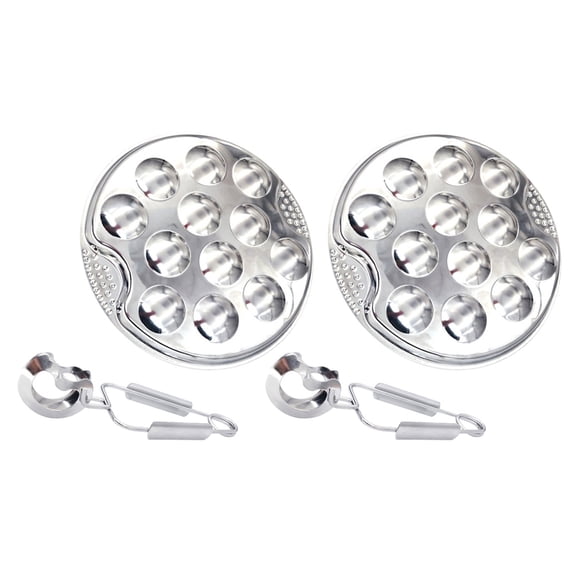 WHAMVOX Stainless Steel Seafood Plate for Kitchen Use Safe and with 12 Holes Round Design 2 Sets
