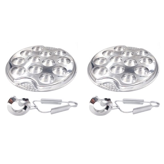 FOLOYORI French Escargot Plate Stainless Steel Safe for Food Dinner 2 Sets