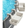 thumbnail image 1 of 2 Sets of Poolside Storage Baskets with Cup Holders - Perfect for 3-Inch or Smaller Top Rails - Above Ground Pool Accessories - Fit for Most Above Ground Pool（Beige）, 1 of 14