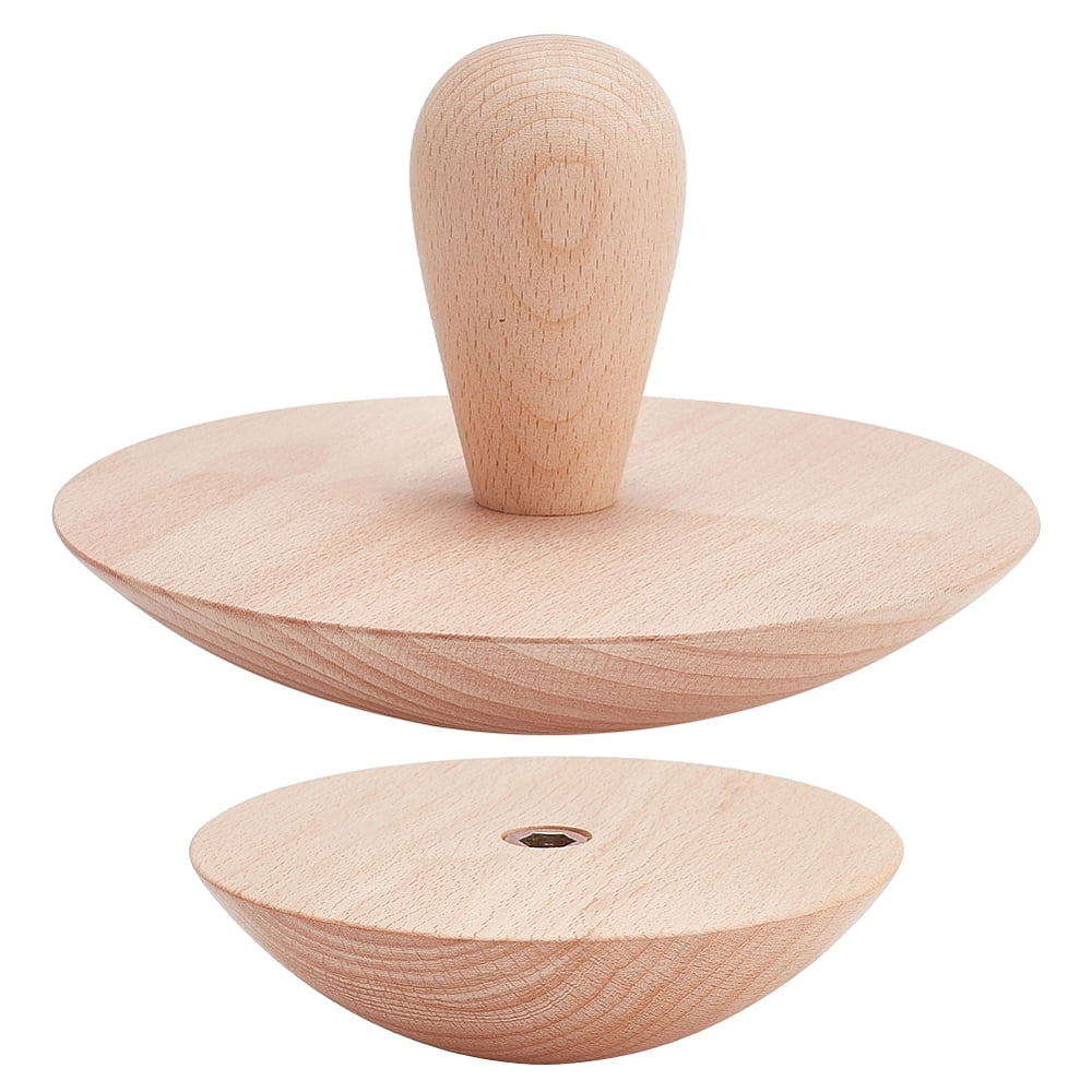 2 Sets Pottery Tool Wooden Clay Tools includ 4.5/6.5 Inch Beech Wood Ceramic Top Molds Interchangeable Handles for Plates Craft DIY