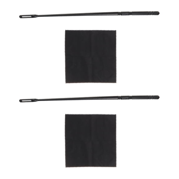 2 Sets Pro Flute Cleaning Stick Piccolo Care Kit 34.5X0.9CM Black