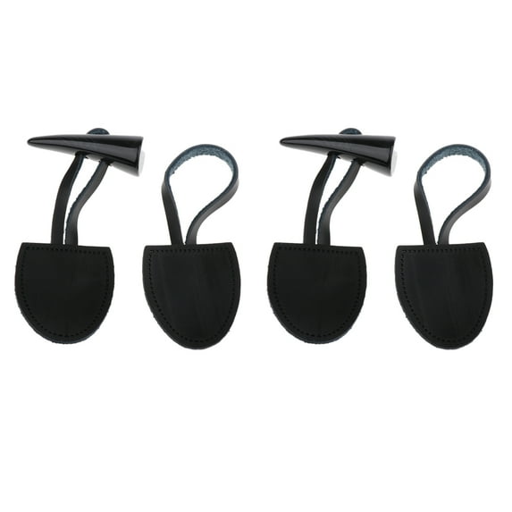 2 Sets Pu Leather Toggle Button,Duffle Coat Fastener Album Scrapbook - Black