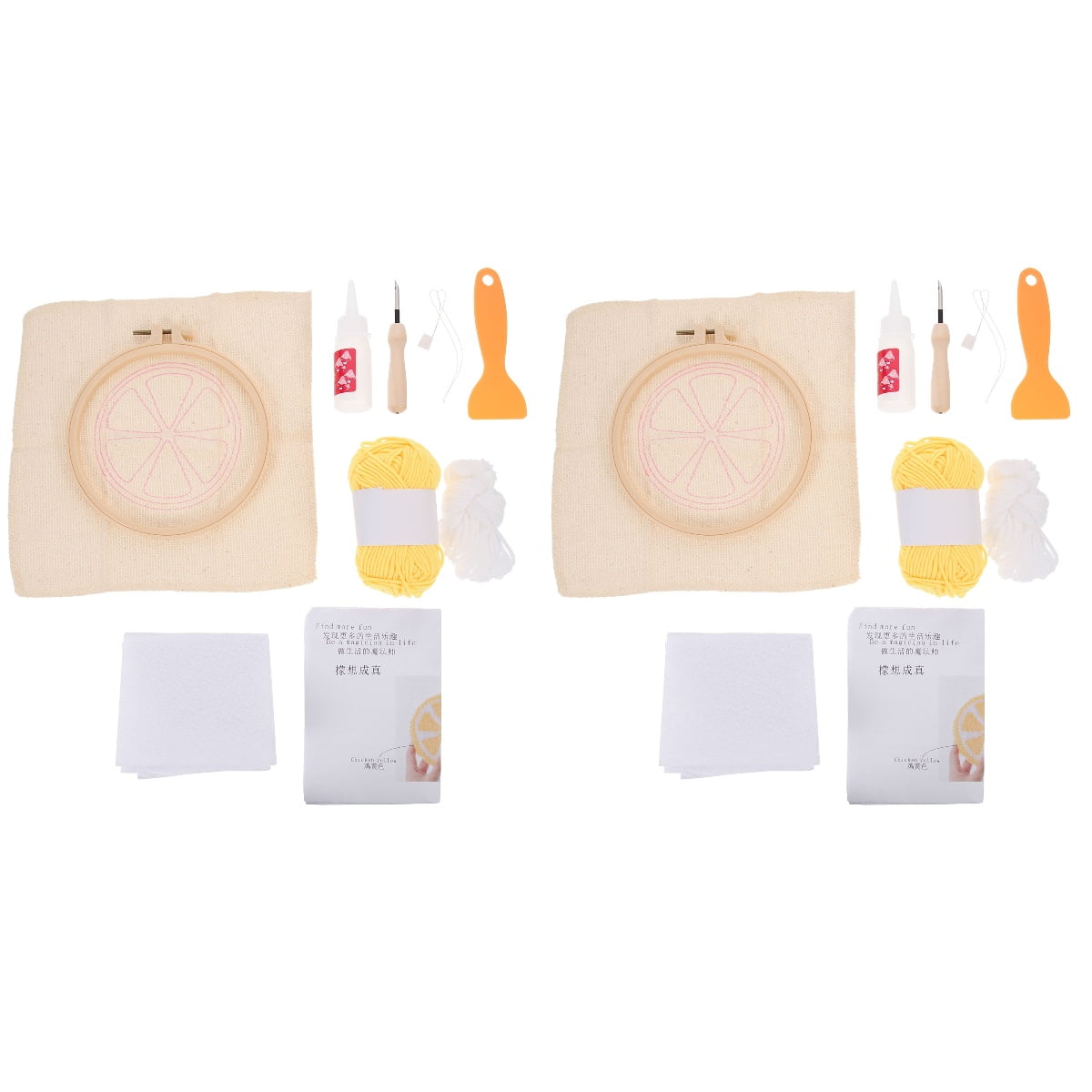 2 Sets Punch Needle Coaster Material Wooden Embroidery Frame Mug Tufted