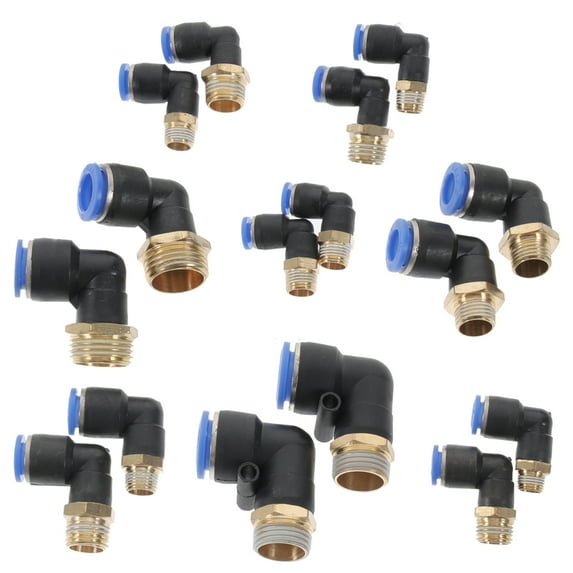 2 Sets Quick-connect Pneumatic Plug-in Connector Threaded Straight-through 16-piece Hose Tube Coupler Crimp