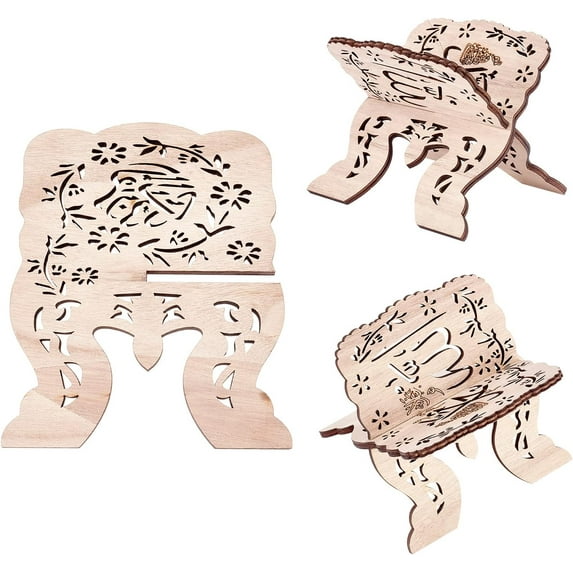 2 Sets Quran Book Stand Holy Book Stand Holder Wooden Book Stand Prayer Book Holder Muslim Bookshelf Vintage Book Stand for Koran Quran Bible Rihal Holy Book 5.8x5