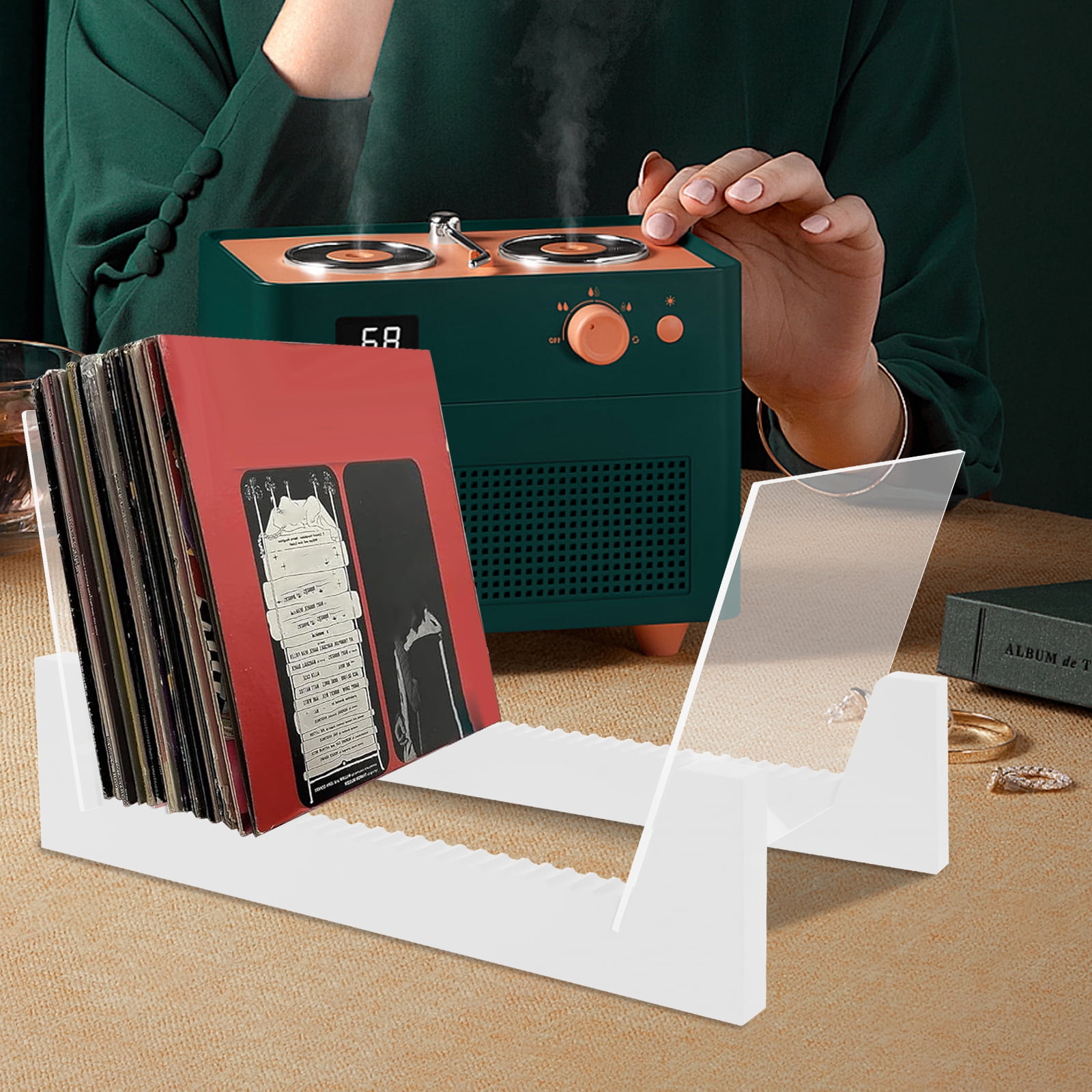 2 Sets Record Storage Holder Sturdy Wood Record Racks Detachable Record ...