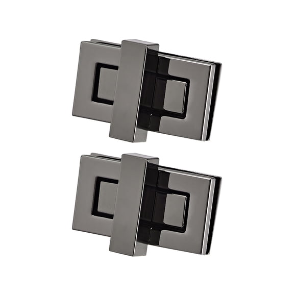 2 Sets Rectangular Purses Twist Lock 44mm x 22mm Clutches Closures for DIY Bag Making, Black