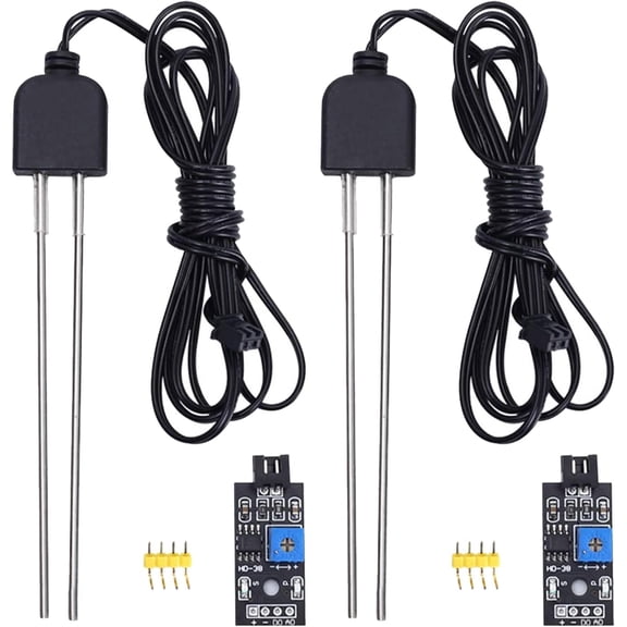 2 Sets Res tive Soil Mo ture Meter, Icstation Soil Hygrometer Sensor Test Kit with Corrosion Res tant Probe, Digital Analog Signal Output for Arduino Garden Plant Care Automatic Watering System