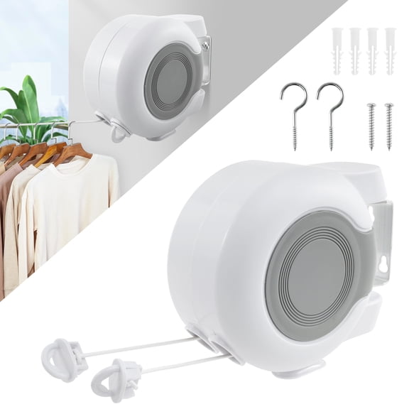 2 Sets Retractable Clothesline Robust Twin Line Outdoor Clothesline Flexible Length Adjustable Clothesline Twin Line Clothesline Increase Drying Clothesline Suitable for Home