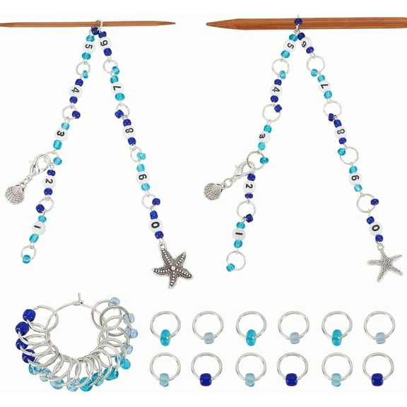 2 Sets Row Counter Chains Set Number 0~9 Knitting with Alloy Pendants Number Beads Acrylic Stitch Markers for Knitting Crochet Tracking Project Progress