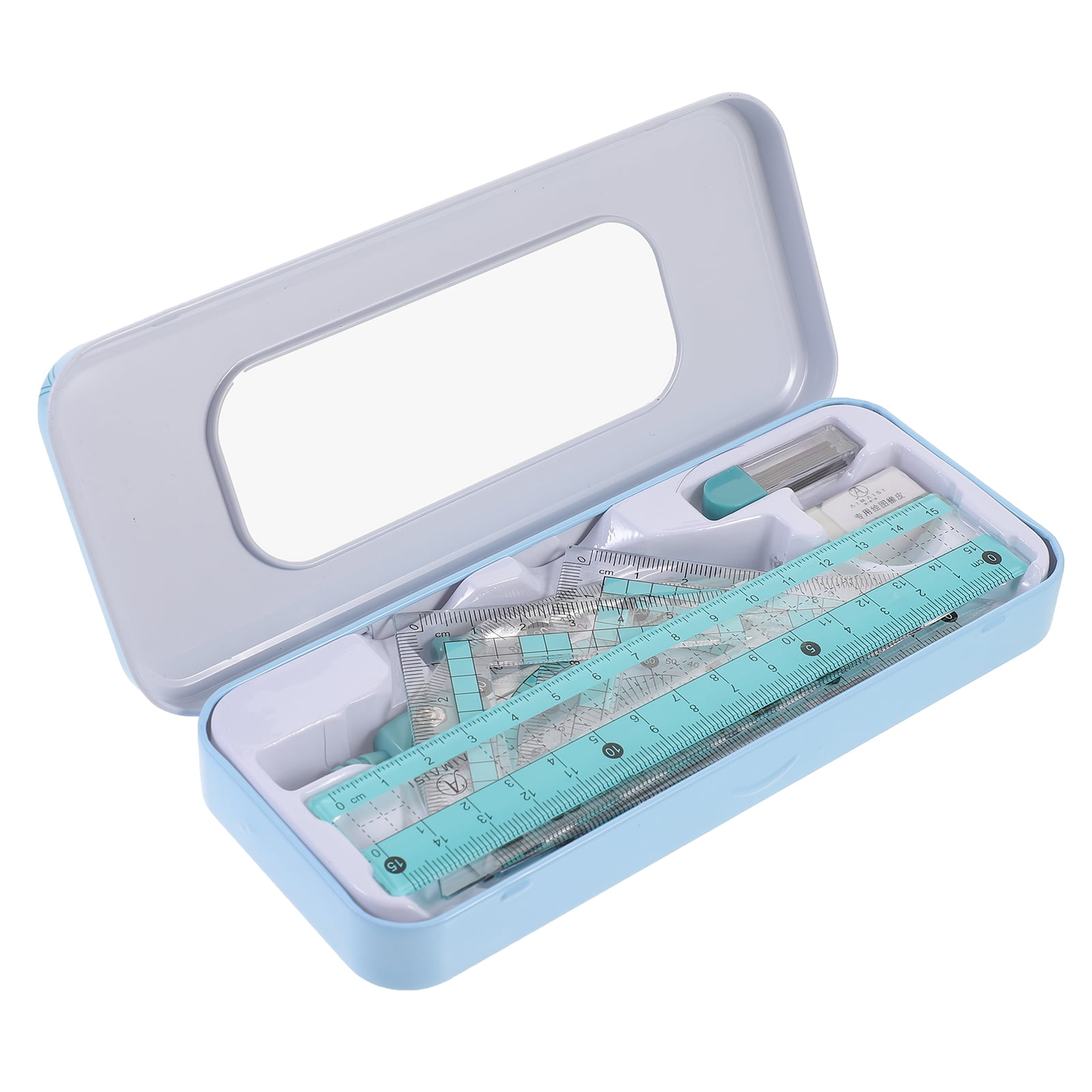 2 Sets Ruler Measurement Tool School Geometry Protractor Compass