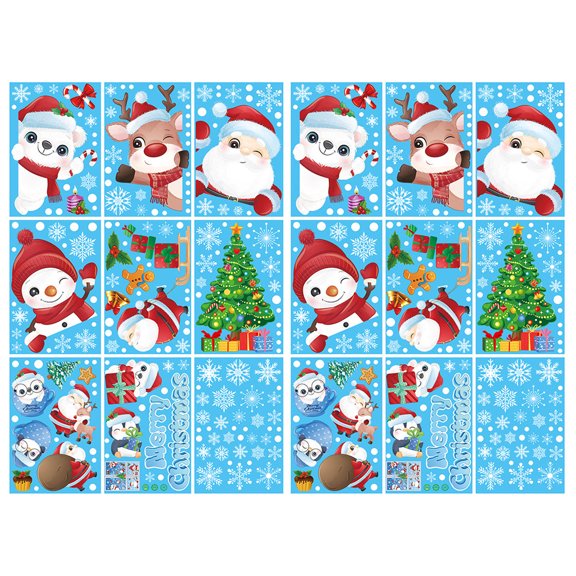 2 Sets Santa Claus Window Stickers Christmas Gifts Window Decorations Window Glass Christmas Decoration