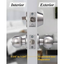2 Sets Satin Nickel Round Ball Door Knobs with Deadbolt, Keyed Alike Entry Door Lock Combo, Single Cylinder for Front & Exterior Doors