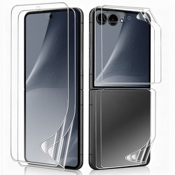 2 Sets Screen Protector for Samsung Galaxy Z Flip 8, (2 Main Screen and 2 Front Screen) Premium Folding TPU Soft Protective Film,Full Coverage for Galaxy Z Flip8,HD Clear Scratch Resistant