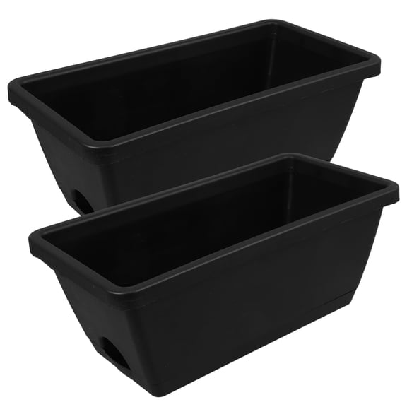 2 Sets Seed Planter Rectangular Flower Vase Drainable Pot Planting Trough Large Outdoor Flowerpot Ponds Long Plastic