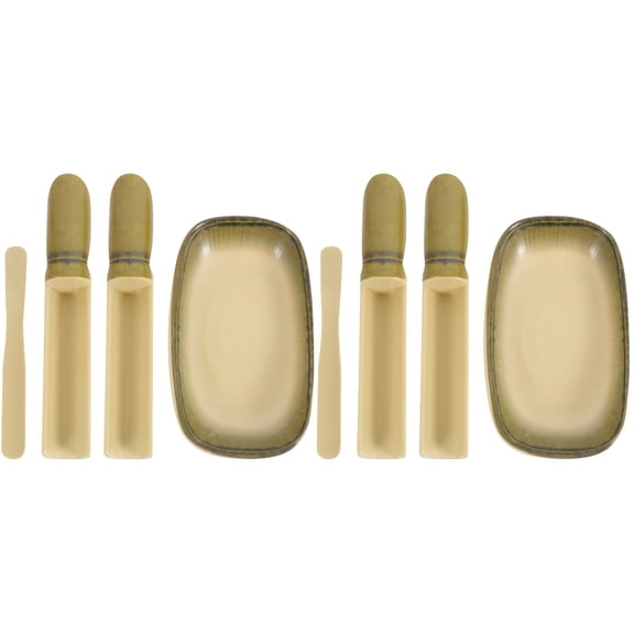 2 Sets Shrimp Slider Mold Tools Non-Stick Meatball Maker Melamine Kitchen Plate Wood Spoon Home Cooking Supply