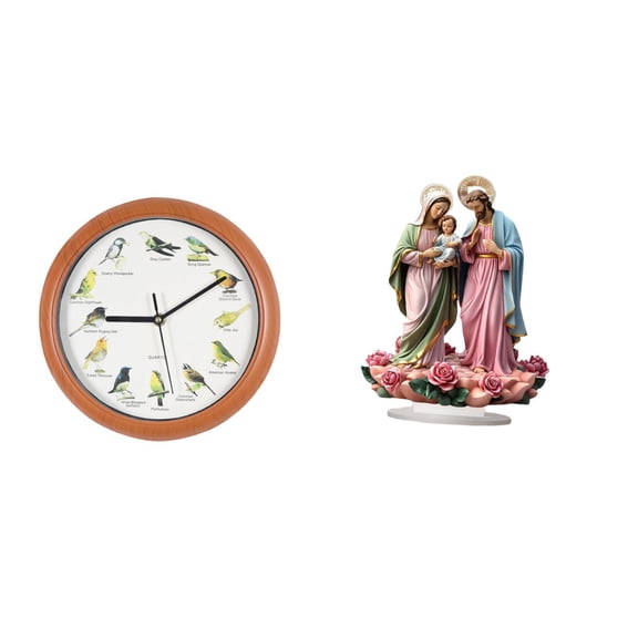 2 Sets Singing Bird Desktop Clock Acrylic Wall Art Novelty Hour Chime Perfect for Home Kitchen Office