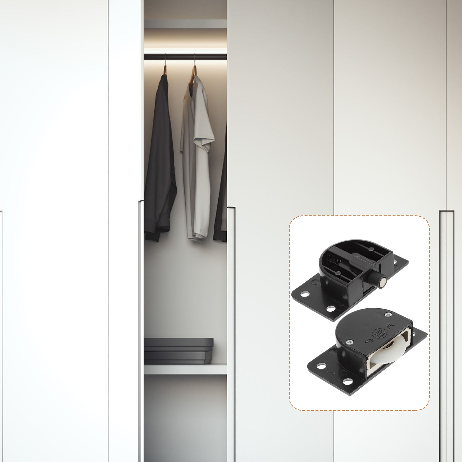 2 Sets Sliding Door Track Wardrobe Wheel Wardrobe Runner