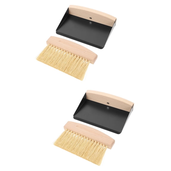 CIMAXIC Dustpan and Broom Kit, Black, Small, Multi-Function, Easy to Store, 2Sets