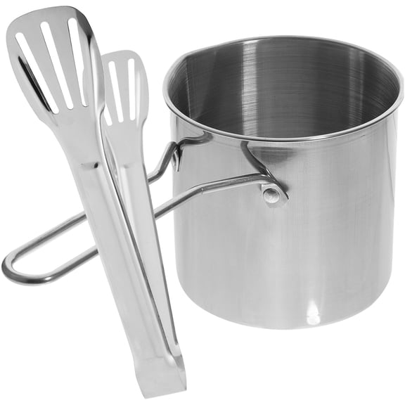 2 Sets Small Fryer Daddy Griddle Pan Pot Glass Frying Mini Stainless Steel