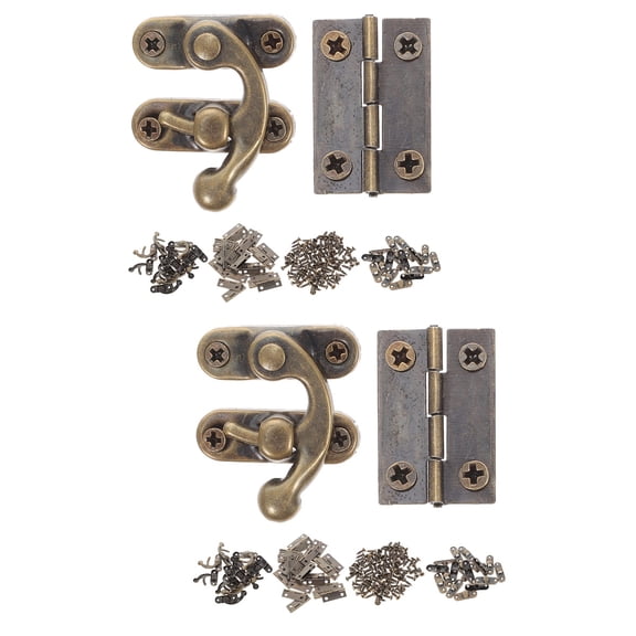 2 Sets  Small Hinge Swing Arm Latch Antique Hasp Hinge Hardware Replacement