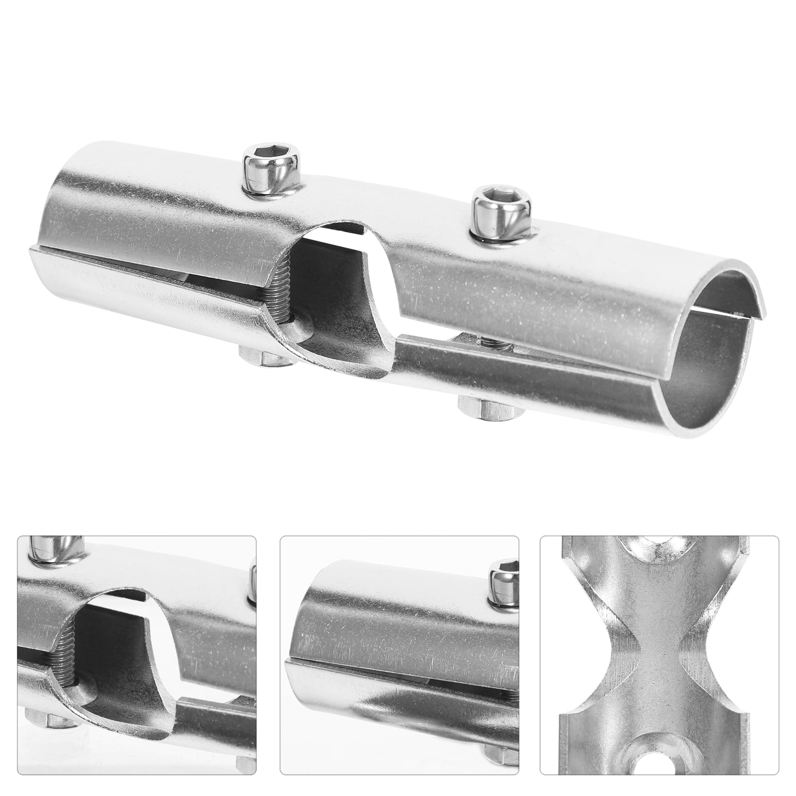 2 Sets Stainless Closet Rod Connectors Combined Pipe End Sockets with