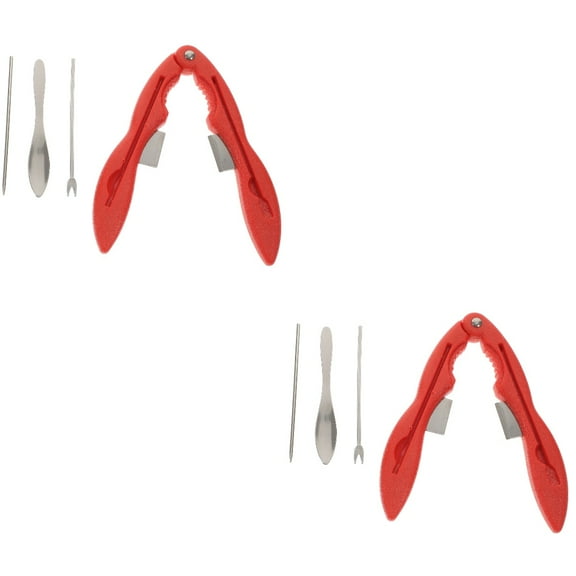 2 Sets Stainless Steel Crab Eater Biscuits Leg Tools Scissors Red