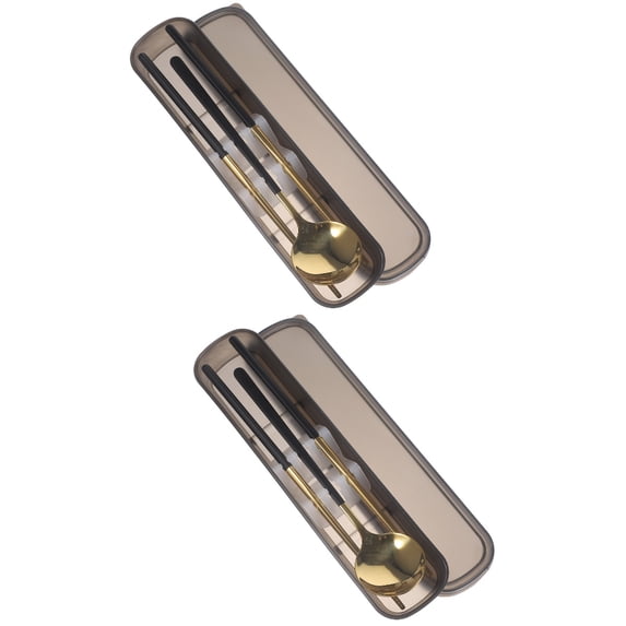 2 Sets Stainless Steel Cutlery and Portable Chopsticks Kit for Restaurant, Student, Travel, and Outdoor Use