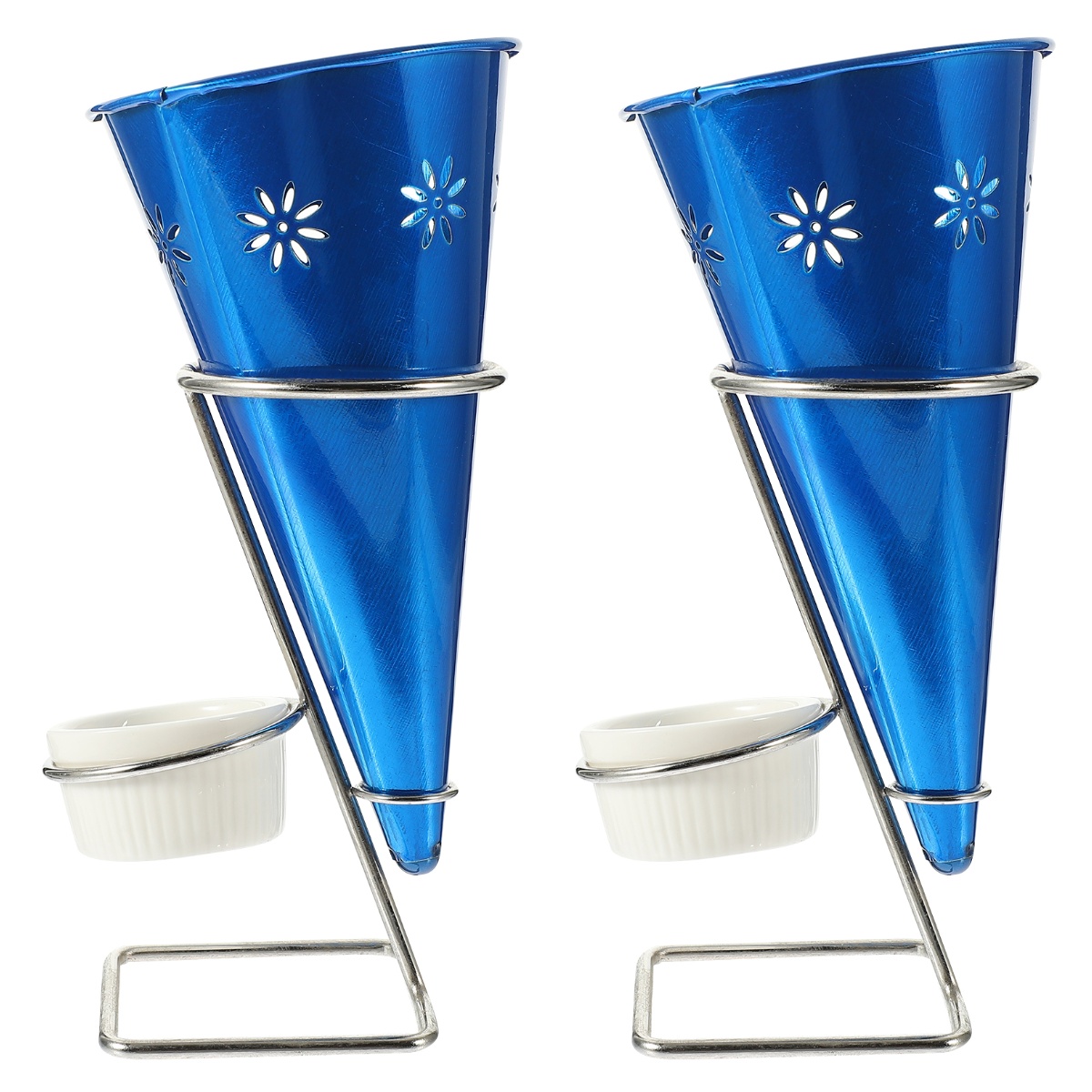 2 Sets Stainless Steel French Fries Rack Hanging Single Cup Conical ...