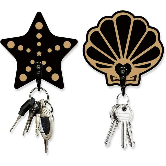 2 Sets Starfish Shell Key Holder Divination Text Wall Hooks Key Holder for Wall Key Organizer Decorations Decor