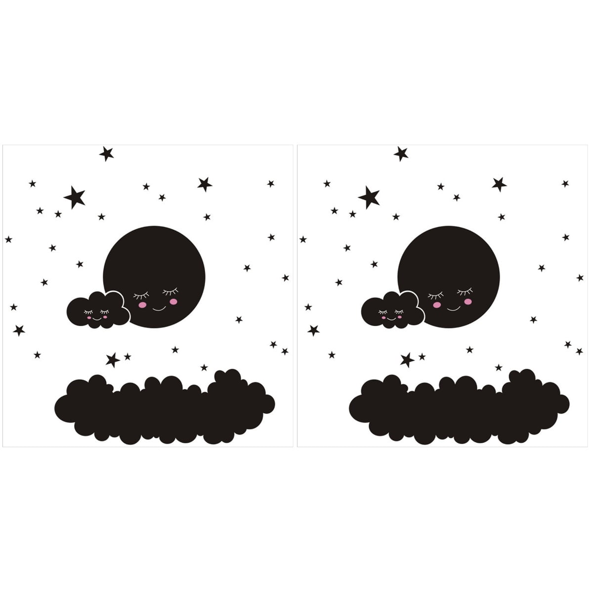 2 Sets Stickers Smiling Moon Wall Decals Wall Decor Moon Wall Sticker