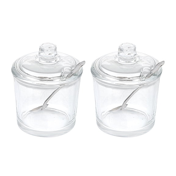 STRANDCHIC Environment-Friendly Glass and Stainless Steel Spice Storage Can for Home 2Sets