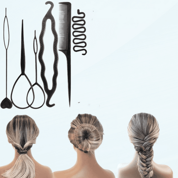 2 Sets Tail Hair Tool Hair Loop DIY Styling Tool Set Tail Hair Flipper Pull through Ponytail Tool French Hair Braiding Tool French Centipede Braiders French Twist Plait